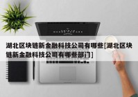 湖北区块链新金融科技公司有哪些[湖北区块链新金融科技公司有哪些部门]